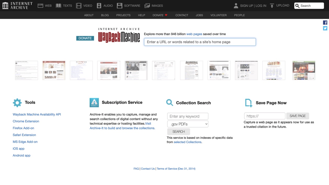 WayBack Machine – The Internet Archive of every website