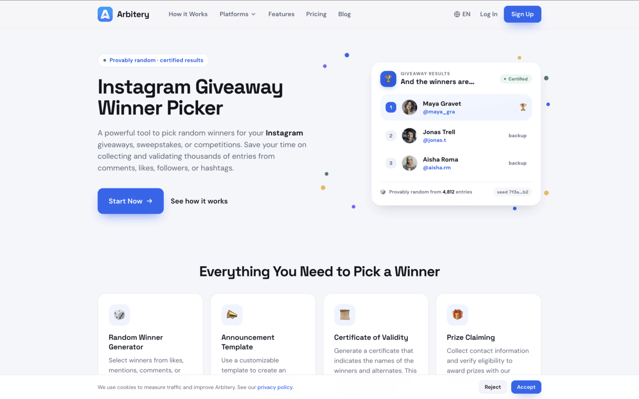 Instagram Giveaway Picker – Arbitery